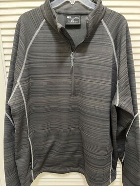 Holloway Men's Gray Striped Half-Zip Pullover